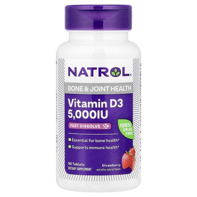 Vitamin D3, Strawberry, 5,000 IU, 90 Tablets
