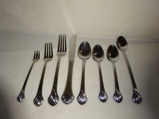 One 8-Piece Place Setting Gorham 18/8 Stainless Steel Fluted Shell Base Flatware