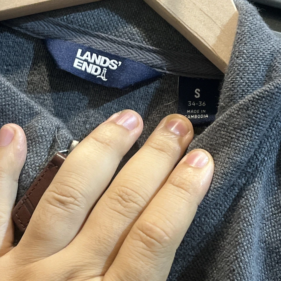 Suéter Chase Logo Lands' End Cremallera Completa Para Hombre Talla S Chaqueta Gris Algodón Foto 3 de 4