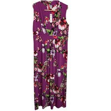 NWT Chico’s Maxi Sleeveless Dress Purple Wild Mulberry Floral Size 2 12/14