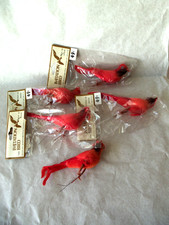 Vtg Red Cardinal Small Bird Wire Attach Christmas Ornaments Lot  5  1988 