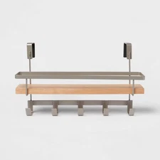 Shelf Rack with 5 Hooks Brushed Nickel - Brightroom