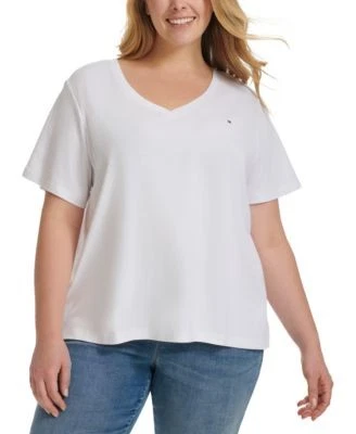 Tommy Hilfiger Plus Size V-Neck Flag T-Shirt 190607373871 3X RT $24.5