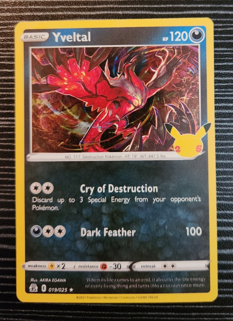 Pokemon TCG- Yveltal 019/025- Holo Card- Celebrations 25th