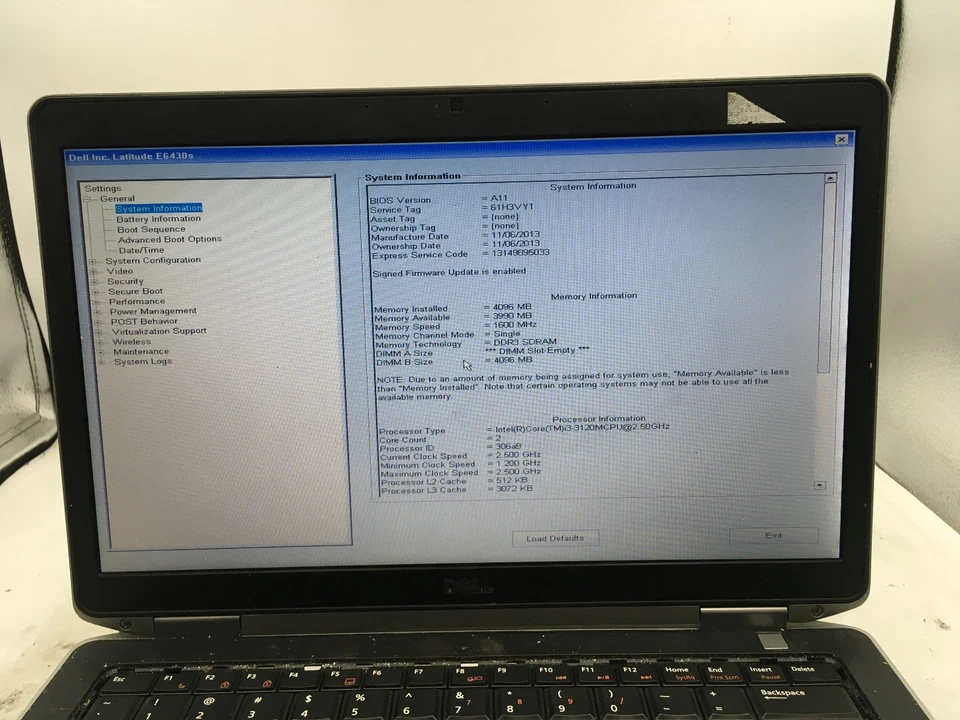 DELL LATITUDE E6430S - BOOTS TO BIOS - INTEL I3 3120M - 4GB RAM - 14" - READ -BB - Image 2 of 4