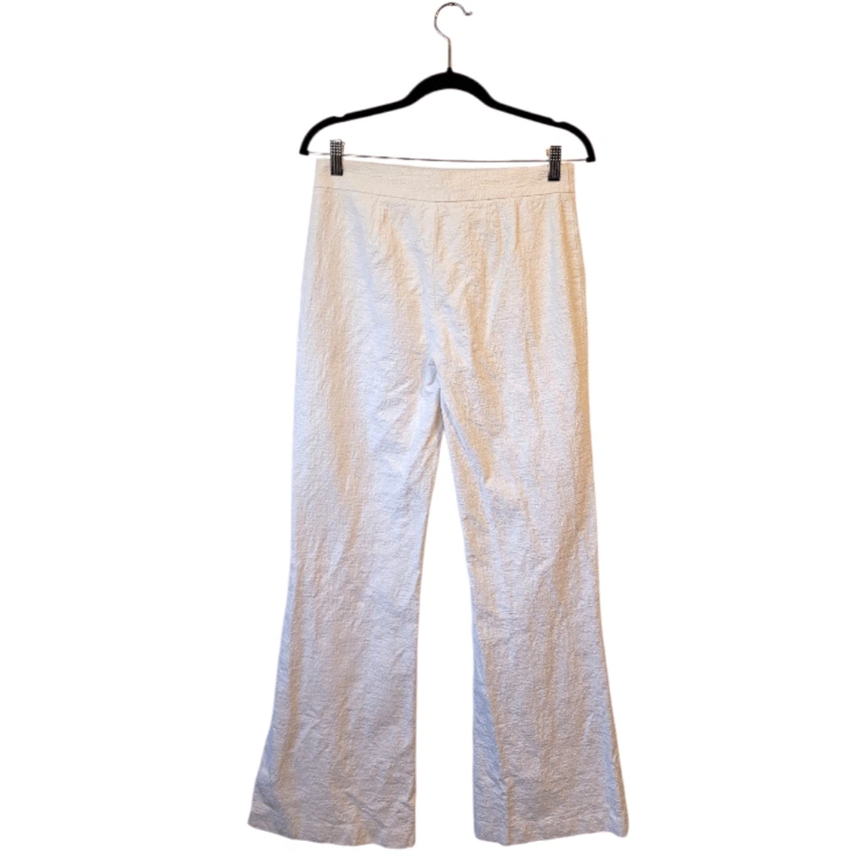 Pantalón acampanado con textura blanca DVF para mujer talla 6 Foto 2 de 4