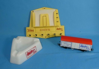 AMRO MODEL TRAIN SHOP LOT #1-FLEISCHMANN 1316 LOGO-ASHTRAY,KEYHOLDER,LILIPUT CAR