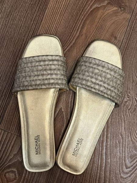 Women Michael Kors Flip Flops Gold 38