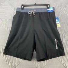 Speedo Men's Black 4-Way Stretch Swim Trunks Shorts Size M