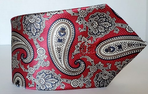 Countess Mara Necktie Sistine Satin Paisley Red Black Ivory Tie Logo Embroidered - Picture 4 of 11