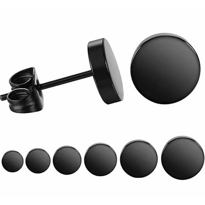 Paar 3mm - 14mm Ohrstecker Edelstahl Ohrringe schwarz silber Männer Frauen rund