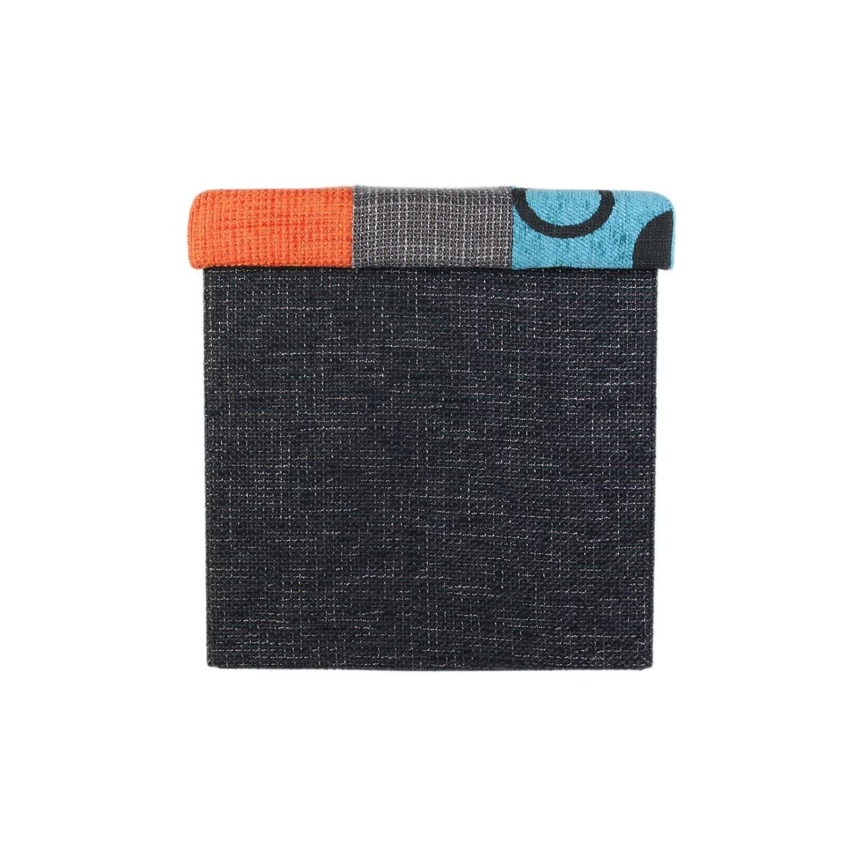 Pouf coffre rangement patchwork multicolore 38 cm en tissu premium