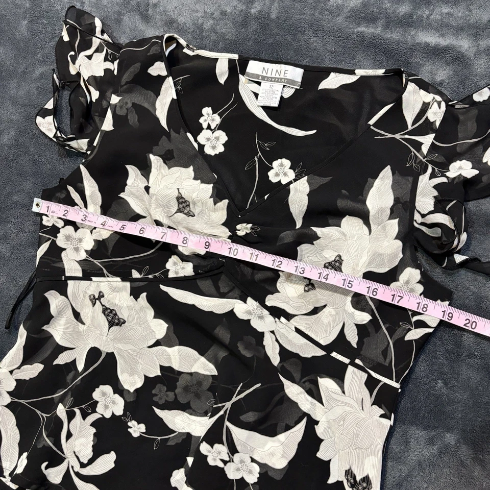 Nine Company Y2K Babydoll Dark Floral Top Womens 12 Fairy Grunge Black Preppy - Image 4 of 4