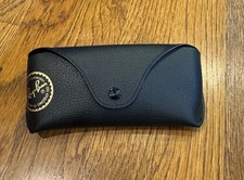 Ray Ban Black Leather Snap Clamshell Case for Glasses Sunglasses