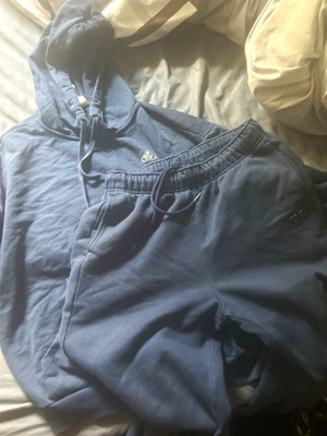 Alo Women s Blue 2-Piece Hoodie & Jogger Pants Set S Cotton Fleece
