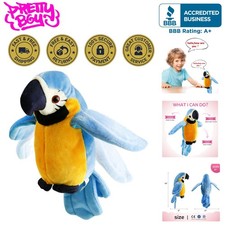 Delightful 9" Blue Recording Parrot Plush - Interactive Toy for Imaginative Play