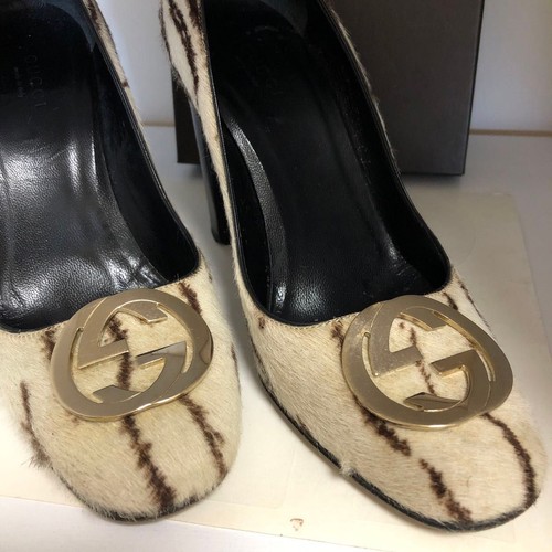 GUCCI Pumps Heel Zebra Interlocking Harako Multicolor EU35.5/US5.5 85353c - Picture 12 of 24