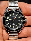 VINTAGE TIMEX LUMINOUS RED DOT DATE DIVER'S STAINLESS STEEL MENS' WRISTWATCH