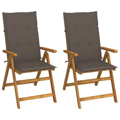 Garden Chair Set of 2 Taupe, Brown vidaXL - Picture 2 of 10