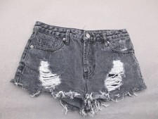 Forever 21 Size 26 Womens Gray Cotton Blend Washed Cut Off Denim Zip Shorts 436