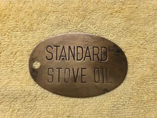 Vintage Standard Stove Oil Brass Metal Gas Pump  Can Tag RARE Item 2
