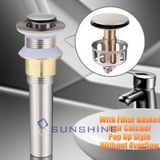 Pop-Up Drain Vessel Sink Waste Bathroom Basin Stopper Polished Chrome
