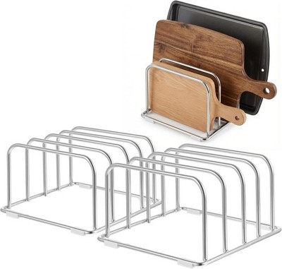 2 Pack 304 Stainless Steel Cutting Board Holder Stand 4 Tier Kitchen Rack