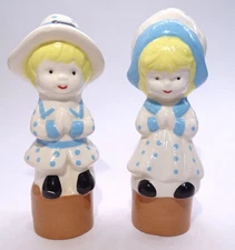 Vintage Pilgrim Boy & Girl Pie Bird Funnel/Vent made by F&M Ceramics