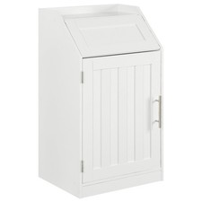 10-Gallon Trash Bin Cabinet, Trash Can Cabinet with Fenced Top and Flip-Up Ba...