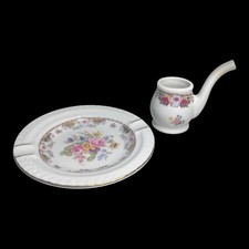 Pipa e Posacenere V. Limoges Vintage motivi floreali fiori e oro