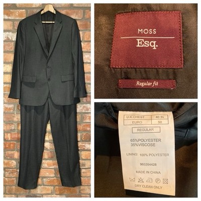Moss Esq grauer Regular Fit Anzug - 40R - Hose 36x30