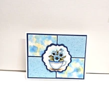 Card Kit Any Occasion Blue Teacup Pansies No sentiment  Set of 4 DIY