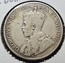 1917 CANADA 50 Cents 0.925 Km 25 Silver Nice Condition Coin 