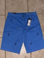NWT Boy s Vineyard Vines Ocean Sky Blue Embroidered Breaker Shorts In Size 18