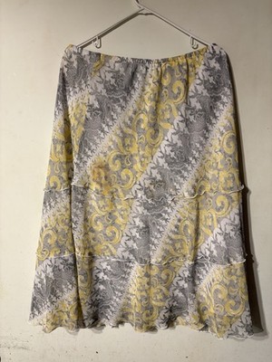 Alfred Dunner Multi Color Print Tier Midi Skirt Pull On Style Ladies Large NWT