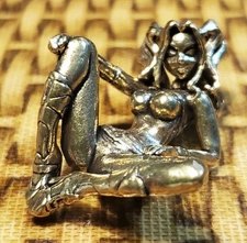 SHADOWBOX MINIATURE-BRASS SLUTTY WOMAN IN A "COME GET ME" POSE FIGURINE