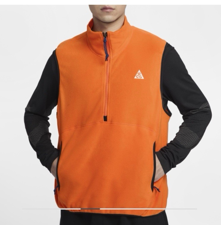 NIKE ACG Wolf Tree Men's Vest Polartec Size Medium Orange/Black