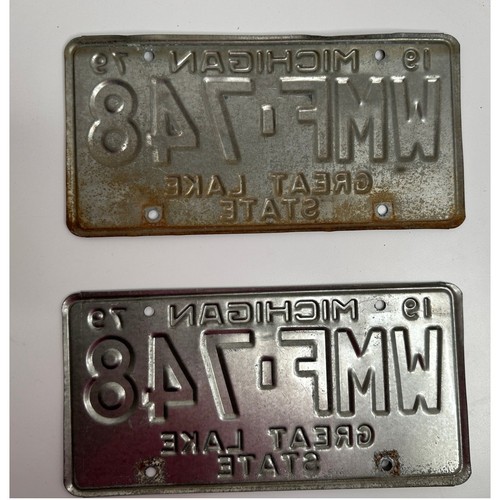 1978 Pair of Michigan License Plates WMF 748 Man Cave Collector - Picture 6 of 7