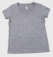 Ebb & Flow Women Blue Athletic V-Neck T-Shirt Size M