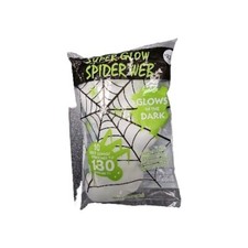 SUPER GLOW SPIDER WEB GLOWS IN THE DARK NEW 10 FT LONG STRETCHES TO 130 SQ FT