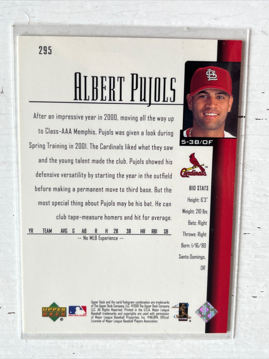 2001 upper deck albert pujols rookie card #295 Cardinals | eBay