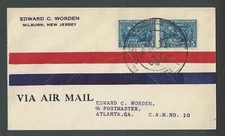 1926 Cam 10w9 Tampa Fl To Augusta Ga W/Pr#550 on Worden Cover Cats $52.50