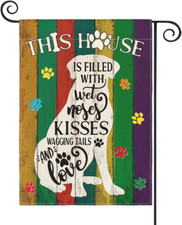 Pawprints Pet Dogs Garden Flag 12X18 Inch Double Sided Outside, Burlap Farmhouse
