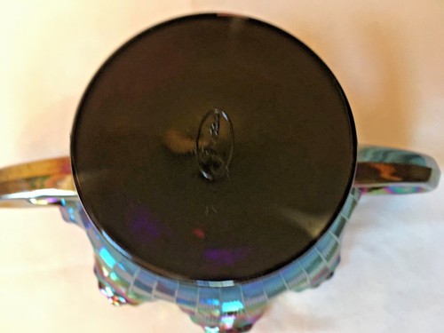 fenton amethyst northwood three fruits basket weave two handled footed 6'' bowl - Picture 4 of 5