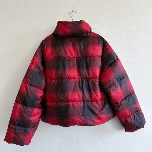 Old Navy Buffalo Plaid Cropped Jacket Red/Black Small NWT - Picture 2 of 4