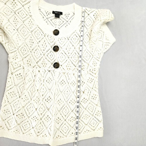 Women's Crochet Open Knit 3 Button Cardigan Style & Co 100% Cotton Size Large - Picture 7 of 7