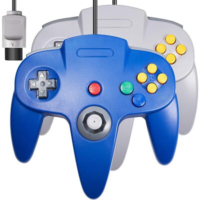 2Stk Retro 64-Bit Controller,Kabelgebundener Gamepad Joystick für N64 Konsole DE