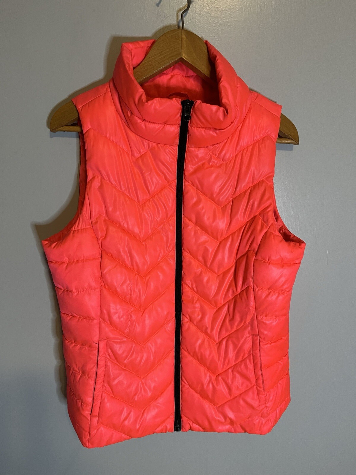 Vest Women's Large Bright Neon Pink Full Zip Puffer Jacket-image