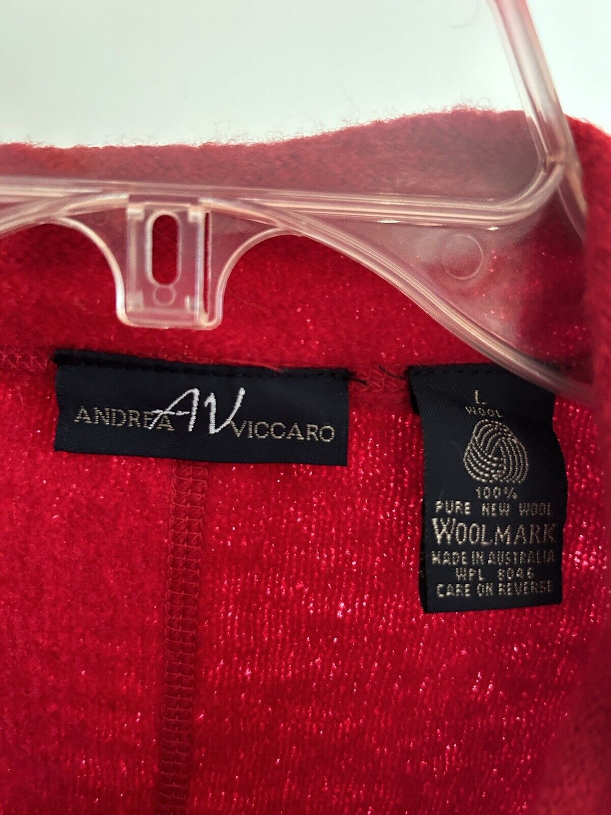 Andrea Viccaro Vtg Red 100% Wool Sweater Size L - image 2