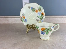 Foley Fine Bone China # VL777 Painted Flora Tea Cup And Saucer Set
